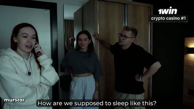 Step Mom, Step Sister, And Step Friend Share Bed For Wild Hotel Pulverize In Ghomestory's