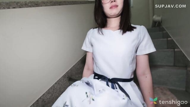 Cute Japanese Girl With Glasses. Nice Body And Fuck In Stairs