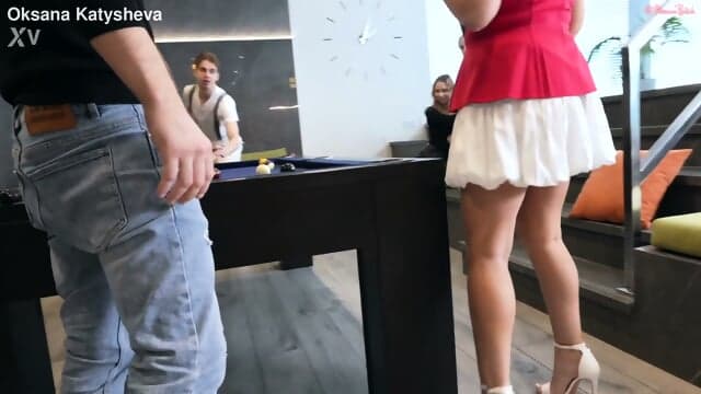 Oksana Katysheva Fucked By 2 Young Guys In A Pool Hall