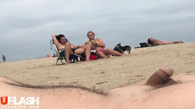 Beach dickflash #17 with cumshot and mlifs Reaction